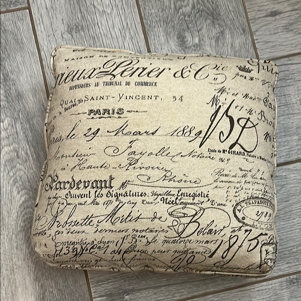 Vintage Script Beige Cushion